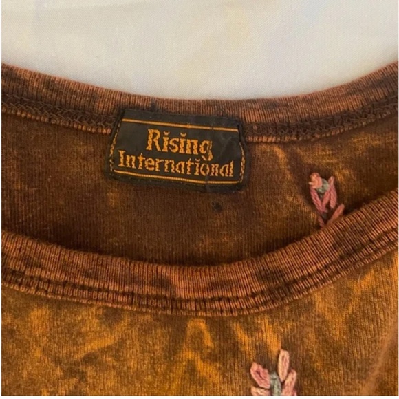 Sewn Hippie Floral Hipster Flower Rose Embroidered Boho Peasant Farm Blouse Top - Picture 10 of 12